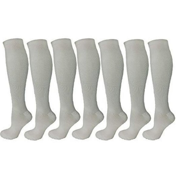 7 Pair All White Ladies Compression Socks Moderate - Picture 1 of 7